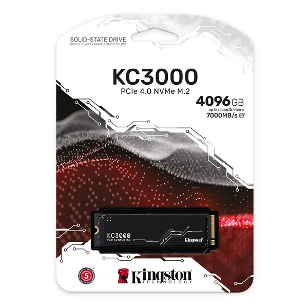 Kingston disco kingston de estado solido ssd 4tb kc3000 m.2 2280 nvme pci-e p/n skc3000d/4096g 4TB PCIe 3.0