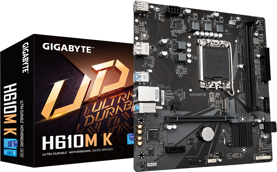 Gigabyte M/B LGA s1700 (Intel) - Gigabyte H610M K V2 - 2x - 1x M.2  - DisplayPort/HDMI - m-ATX LGA1700 H610