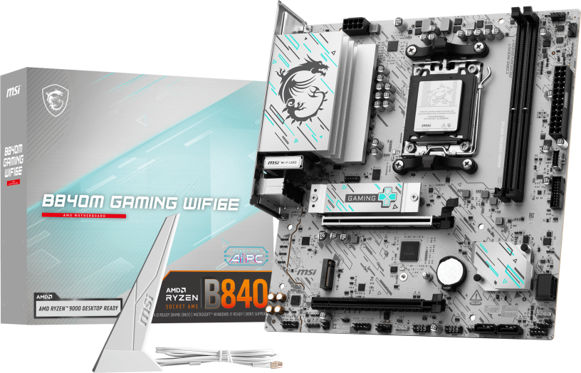MSI M/B sAM5 (AMD) - MSI B840M Gaming WIFI6E - 2x - 2x M.2 - Wi-Fi 6E - DisplayPort/HDMI - m-ATX AM5 B840
