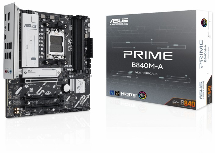 Asus M/B sAM5 (AMD) - Asus Prime B840M-A - 4x - 3x M.2  - DisplayPort/HDMI - m-ATX AM5 B840