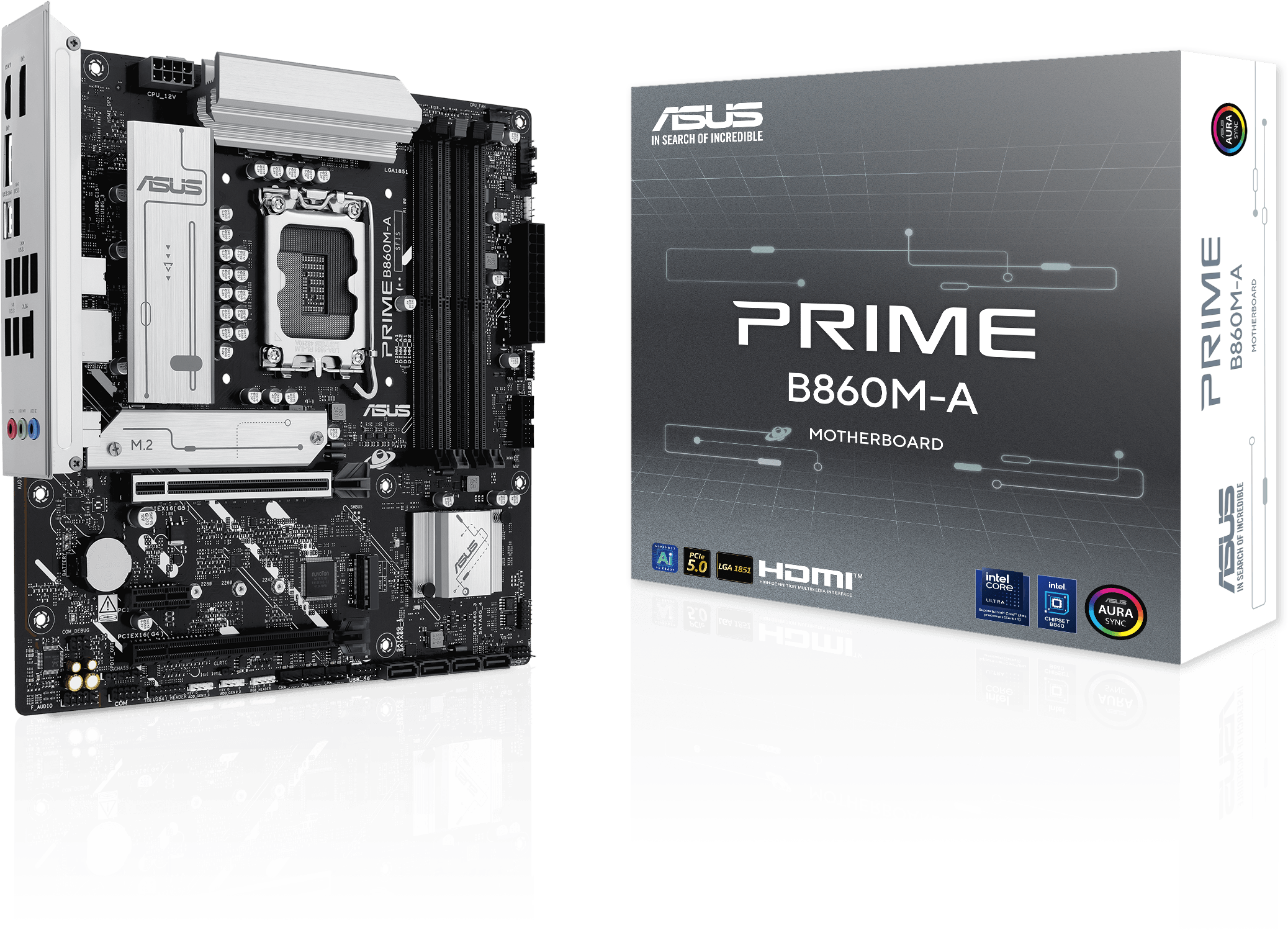 Asus M/B LGA s1851 (Intel) - Asus Prime B860M-A - 4x - 2x M.2  - DisplayPort/HDMI - m-ATX LGA1851 B860