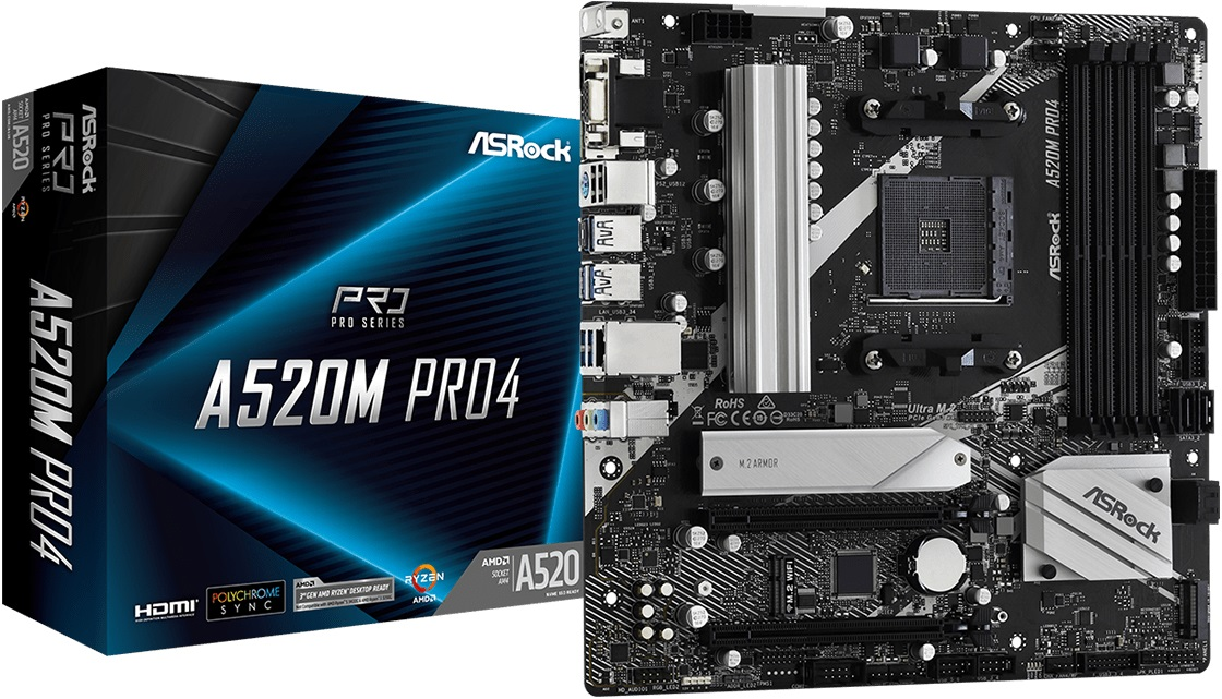 Asrock M/B ASROCK A520M PRO4 AM4 A520