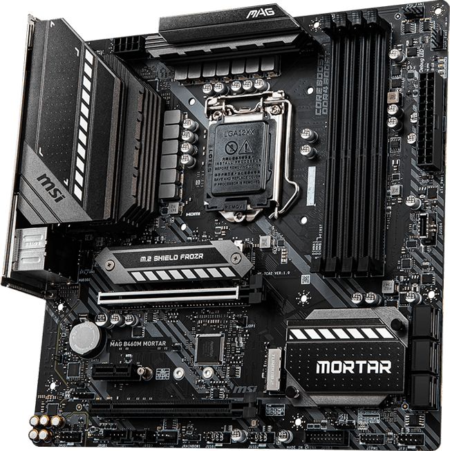 MSI MAG B460M MORTAR, Tarjeta Madre Intel® B460, 4* , PCIe 3.0, SATA, M.2, RAID, USB 3.2, Audio 7.1, S/PDIF OUT Optical, 2.5G LAN, DisplayPort, HDMI, mATX. LGA1200 B460