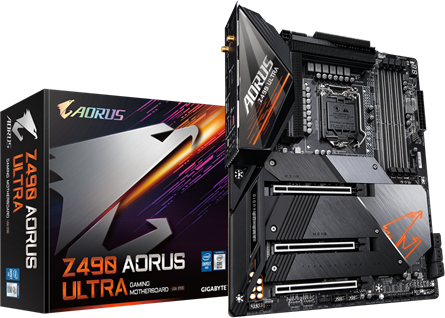 AORUS Z490 AORUS Ultra | , Triple M.2, SATA 6Gb/s, WIFI 6, 2.5 GbE LAN, ATX LGA1200 Z490