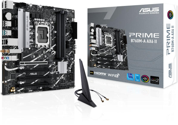Asus PRIME B760M-A AX6 II ( , 4800/7200+MHz, M.2 x3, Micro ATX) LGA1700 B760