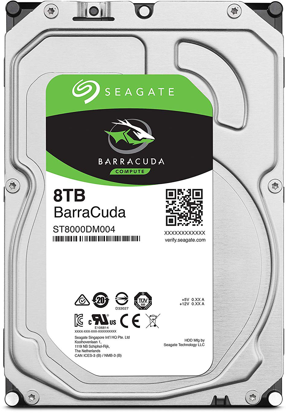 Seagate Disco duro interno Seagate Barracuda ST8000DM004, 8TB 5400RPM, 256MB caché, 3.5" SATA III