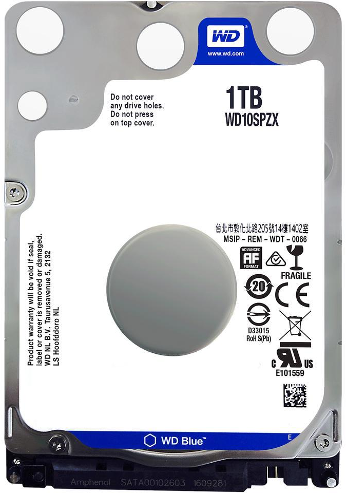 Wd Disco Duro Western Digital 1TB BLUE 2.5″ 7mm 128mb 5400rpm (WD10SPZX) 1TB 5400RPM 2.5"