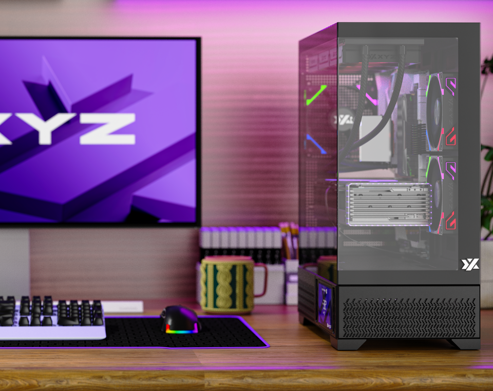XYZ PC GEAR XYZ AURORAX 100 PRO, Panel Panorámico, Pantalla 5.5\", Incluye 3 Fans, ATX
