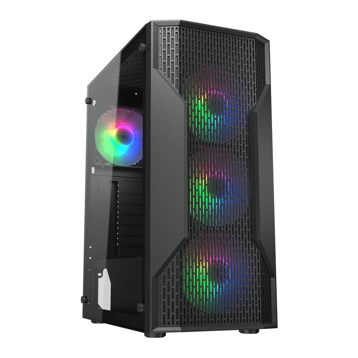 COUGAR - Cougar MX110 RGB - S/Fuente - ATX - Negro - Incluye 3 Fan 120 mm RGB frontales y 1 fan 120 mm RGB trasero ATX
