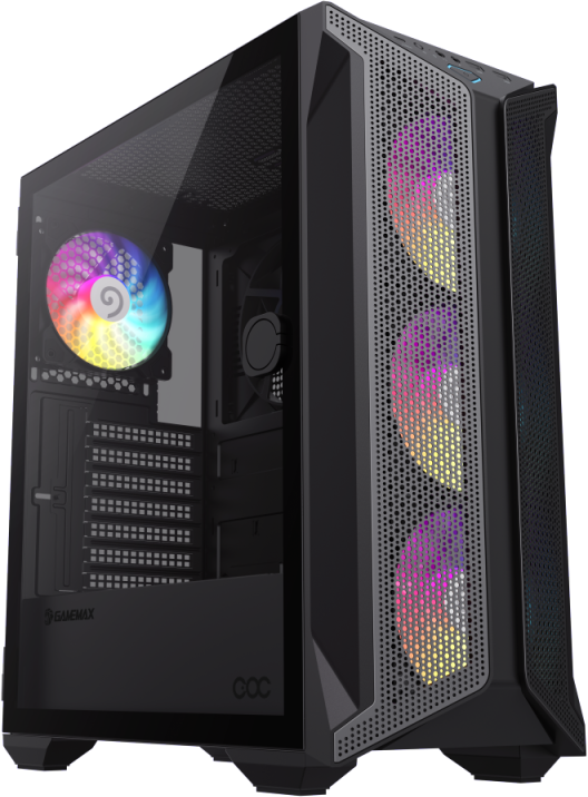 GAMEMAX - Gamemax Brufen COC - S/Fuente - AXT - Negro - (Ventiladores 120 mm ARGB incluidos: 3 frontales y 1 trasero) ATX