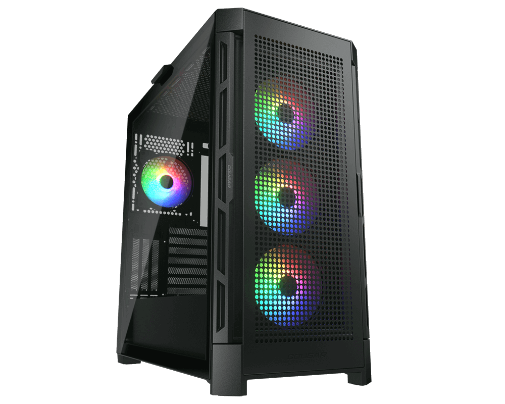 COUGAR - Cougar DUOFACE PRO RGB - S/Fuente - E-ATX - Negro - Incluye 4 ventiladores 120 mm RGB, 3 frontal, 1 posterior E-ATX