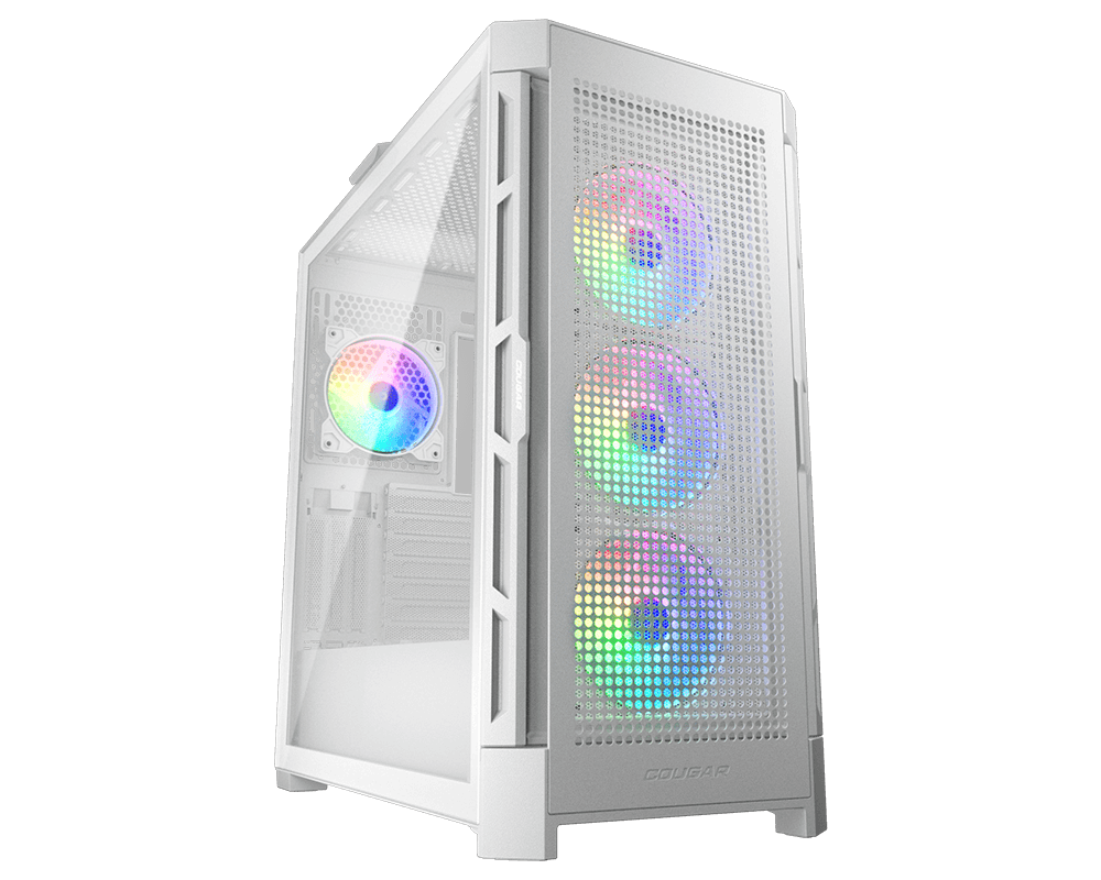 COUGAR - Cougar DUOFACE PRO RGB - S/Fuente - E-ATX - Blanco - Incluye 4 ventiladores 120 mm RGB, 3 frontal, 1 posterior E-ATX