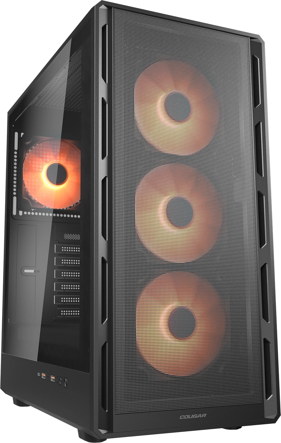 COUGAR - Cougar AIRFACE PURE RGB - S/Fuente - ATX - Negro - Incluye 4 Fan  3 x 120 mm RGB frontales y 1 fan RGB posterior ATX