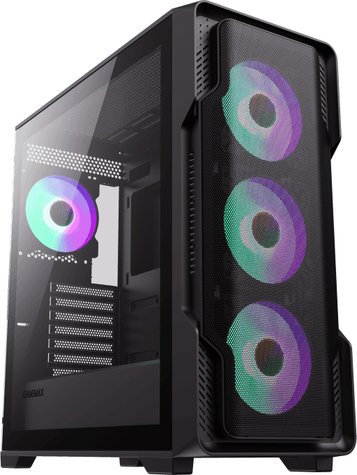GAMEMAX - GameMax Siege - S/Fuente - Extended ATX - Negro (Incluye 3 Fans 120mm ARGB Frontales + 1 de 120mm ARGB Trasero) E-ATX