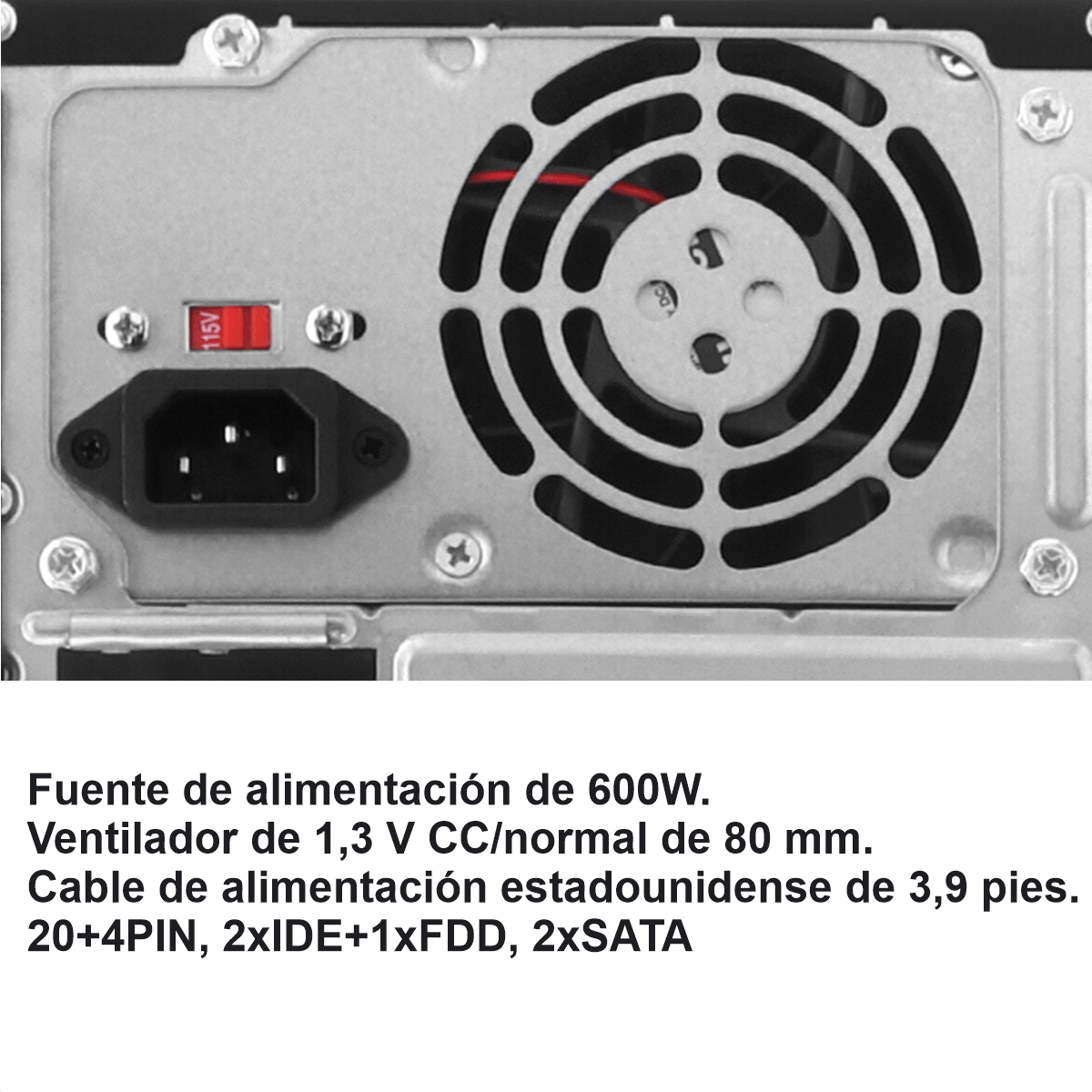 Xtech XTQ-214, fuente de alimentación, 600W, USB 2.0 ATX