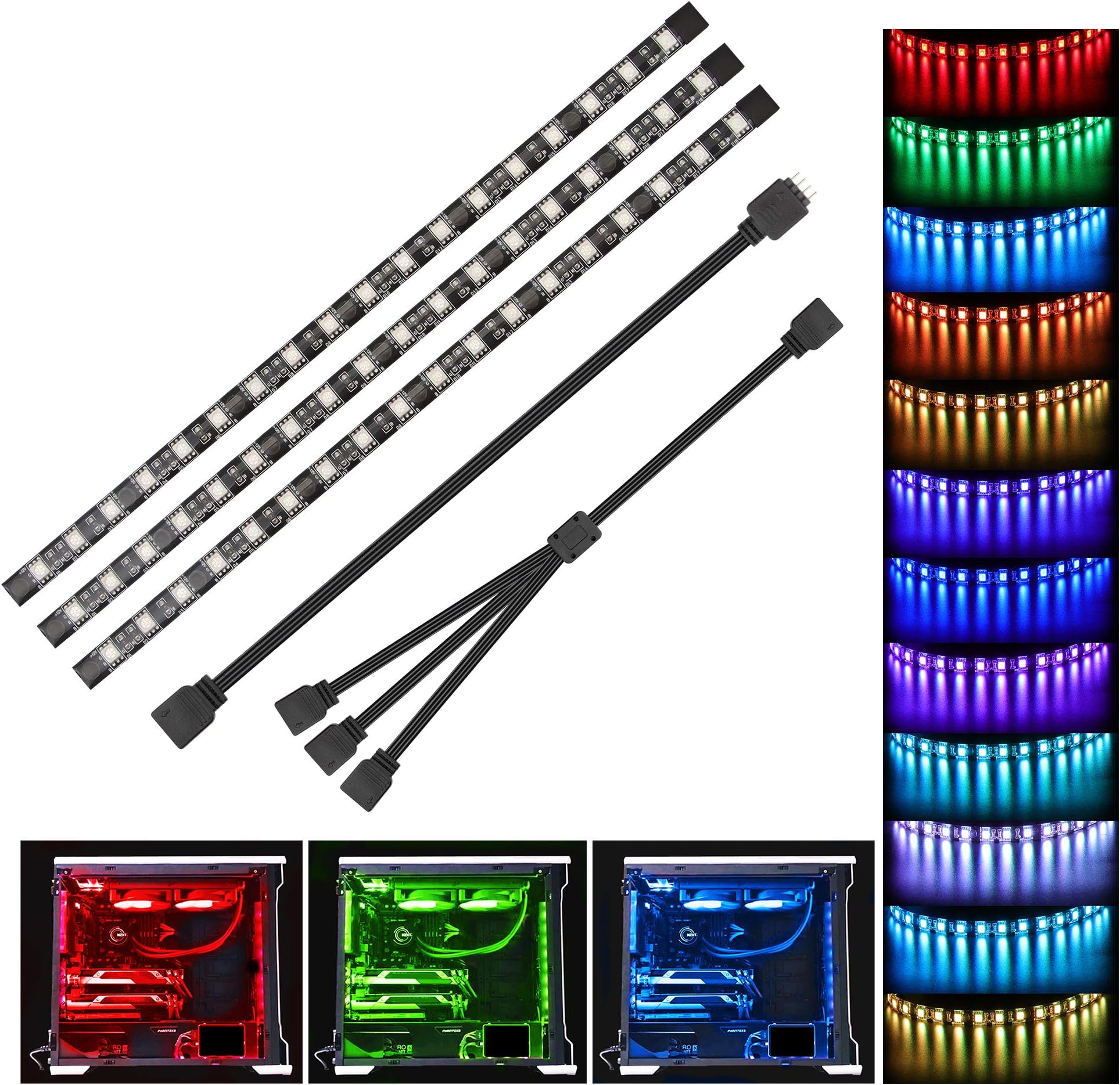 APEXGM Diamond LED Strip ARGB Light Magnetic Rainbow M/B con 28cm ARGB LED Strip Kit Asus Aura Sync Gigabyte RGB Fusion MSI ATX
