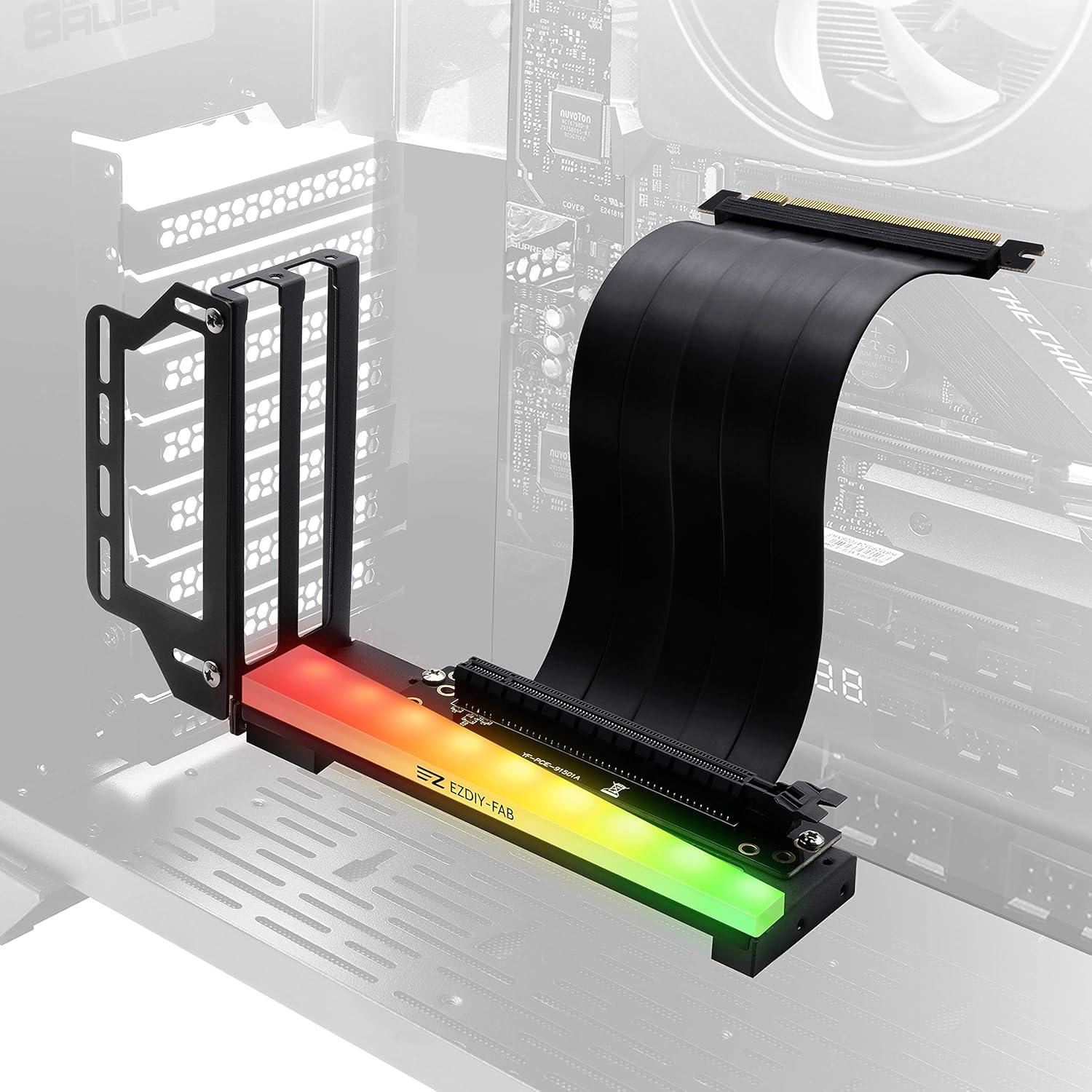 EZDIY-FAB AIRFLOW EZDIY-FAB Soporte vertical Negro para tarjeta gráfica PCIe 4.0 GPU con módulo LED ARGB 3pines VGA  PCIe 4.0 X16 YIHPI333-12 ATX