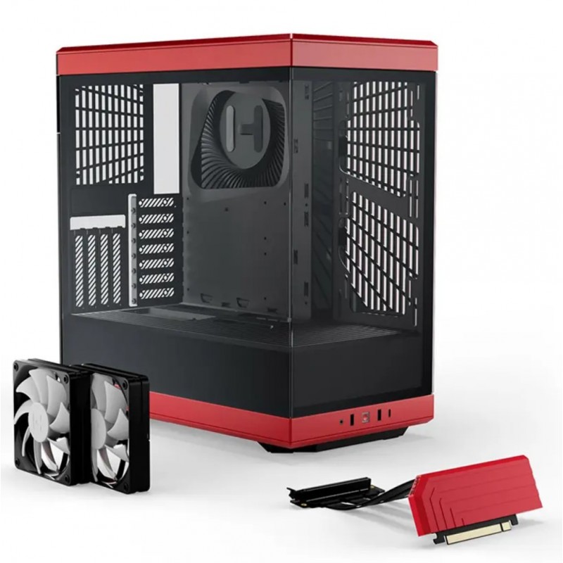 HYTE Y40 Black/RED 2x 120mm Vertical GPU Case ATX con PCI Express 4.0 x 16 Riser Cable Incluido CS-HYTE-Y40-BR ATX