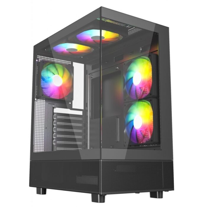 HURRICANE AIRFLOW Hurricane Mini Black ATX 5x 120mm Fan AUTO RGB 2x USB jack audio ATX