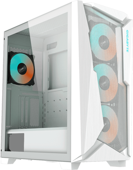 GIGABYTE C301 Glass White ATX GABINETE vidrio templado, USB tipo C, 4x 120mm FAN ARBG incluidos (GB-C301GW) ATX