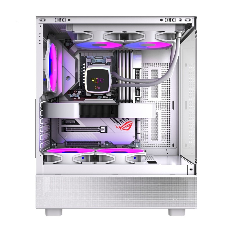 HURRICANE AIRFLOW Hurricane Mini White ATX 5x 120mm Fan AUTO RGB 2x USB jack audio ATX