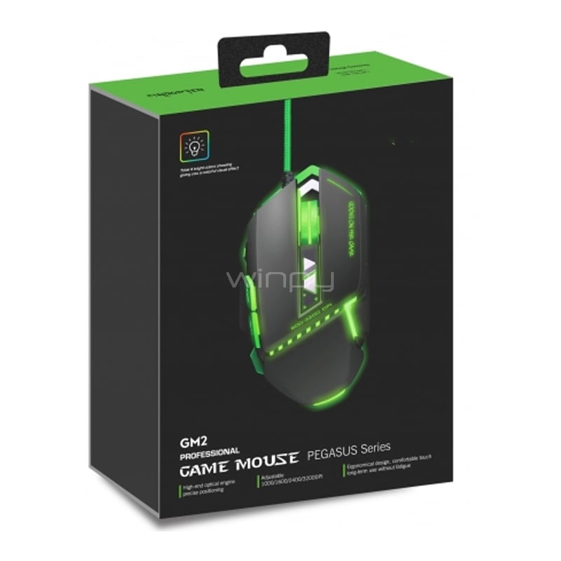 wesdar mouse gaming gm2 negro - led verde