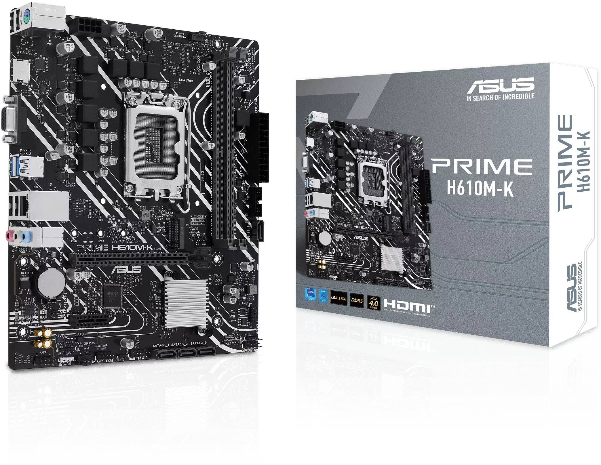 Imagen del Asus PRIME H610M-K ( , , Micro-ATX, PCIe 4.0) [PRIME-H610M-K] LGA1700 H610